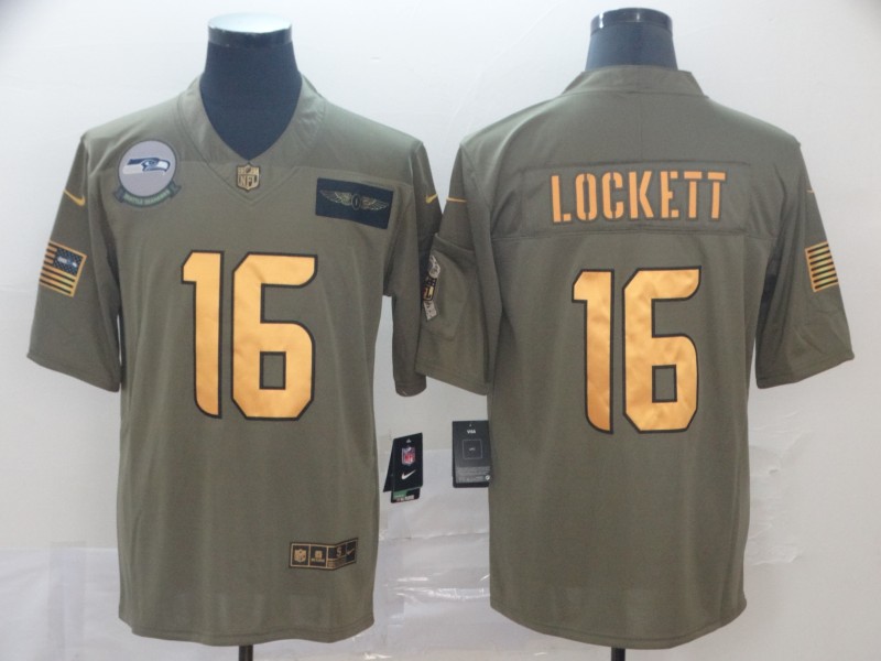 Men's Seattle Seahawks Tyler Lockett #16 Brown Jersey